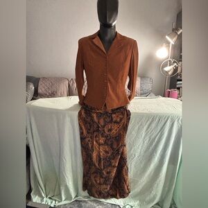 Positive Attitude Brown Paisley Maxi Skirt